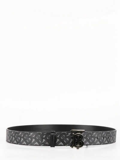 Shop Burberry Monogram Leather Belt In Black