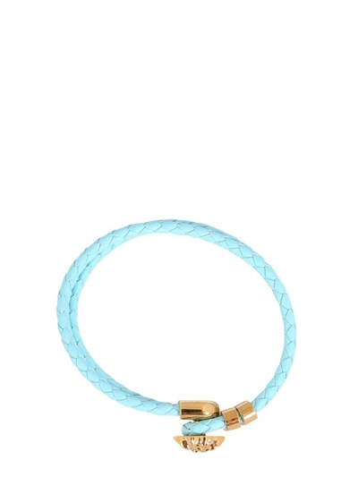 Shop Versace Medusa Leather Bracelet In Azure