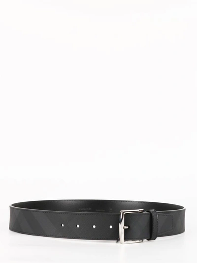 Shop Burberry London Check Leather Belt In Black