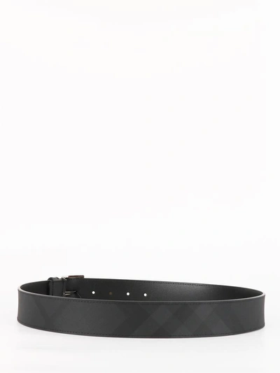Shop Burberry London Check Leather Belt In Black