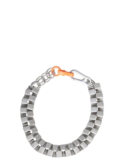 Shop Heron Preston Geometric Cubic Necklace In Silver