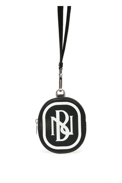 Shop Neil Barrett Monogram Neck Coin Purse In Black White