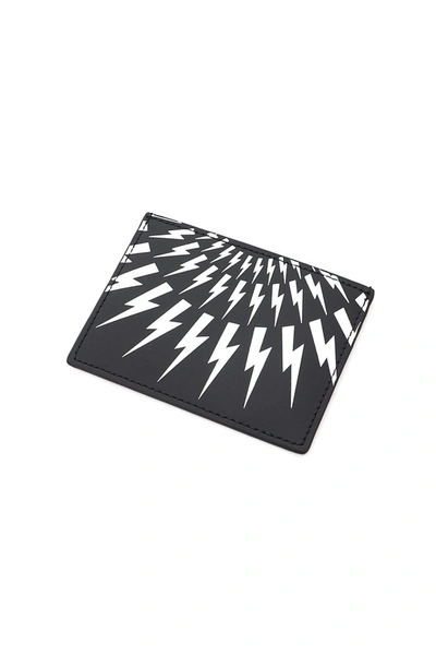 Shop Neil Barrett Fair-isle Thunderbolt Card Holder In Black White