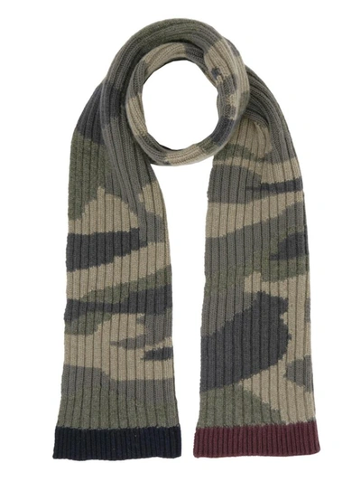 Shop Valentino Camouflage Print Scarf In Military Green