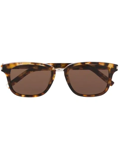 Shop Saint Laurent Sl 341 Square-frame Sunglasses In Brown