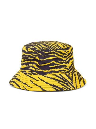 Shop Kenzo Bucket Hat With Zebra Print In Yellow