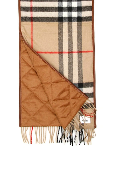 Shop Burberry Quilted Giant Check Scarf In Dark Camel