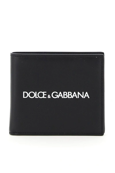 Shop Dolce & Gabbana Logo Print Leather Bifold Wallet In Dolce Gabbana F Nero