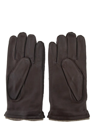 Shop Sermoneta Gloves Leather Gloves In Dark Brown