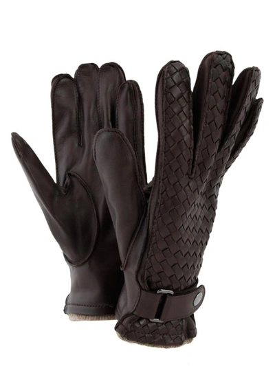 Shop Sermoneta Gloves Leather Gloves In Dark Brown