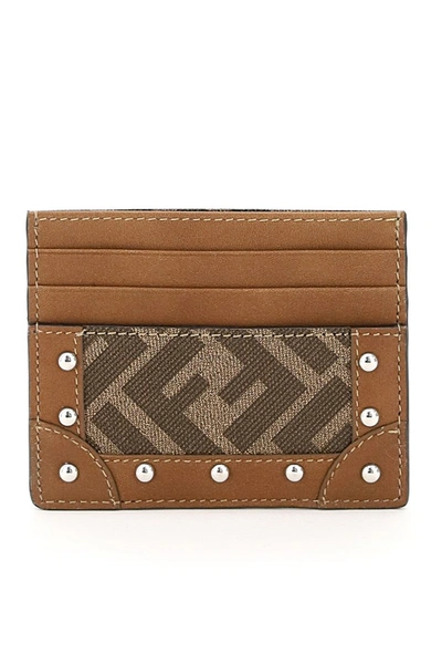 Shop Fendi Card Holder Ff In Mog Panna Cuoio P