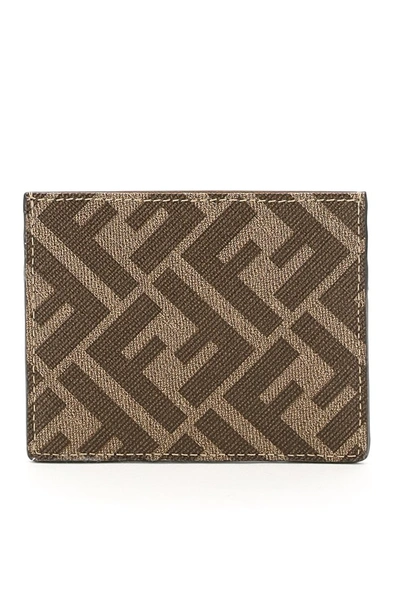 Shop Fendi Card Holder Ff In Mog Panna Cuoio P