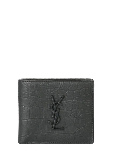 Shop Saint Laurent Monogram Wallet In Black