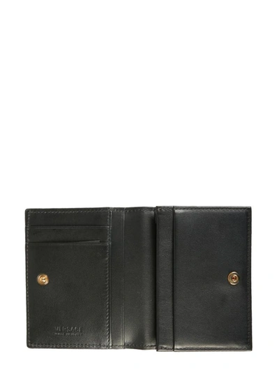 Shop Versace Leather Card Holder In Black