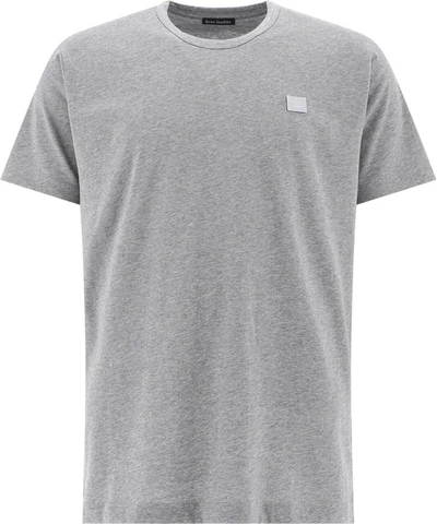 Shop Acne Studios "face" T-shirt In Grey