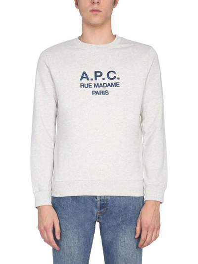 Shop Apc Crew Neck Sweatshirt Unisex In Powder