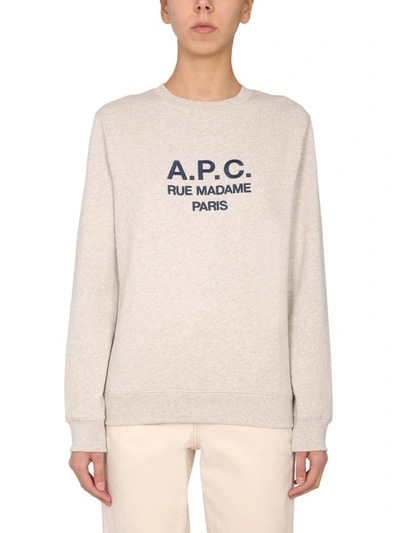 Shop Apc Crew Neck Sweatshirt Unisex In Powder