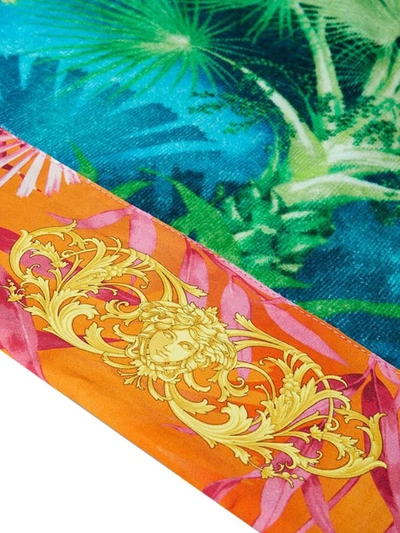 Shop Versace Beach Towel With Jungle Print Unisex In Green