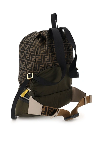 Shop Fendi Beltpack Style Foldable Nylon Backpack Ff In Milit Brow Tort Os