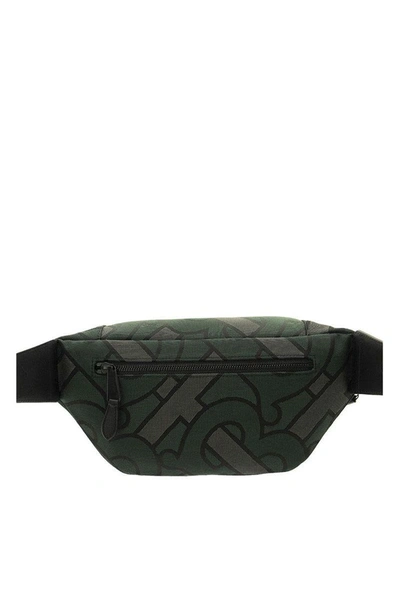 Shop Burberry Sonny - Monogram Recycled Polyester Bum Bag In Forest Green
