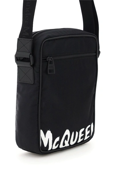 Shop Alexander Mcqueen Urban Bag With Graffiti Logo In Black White