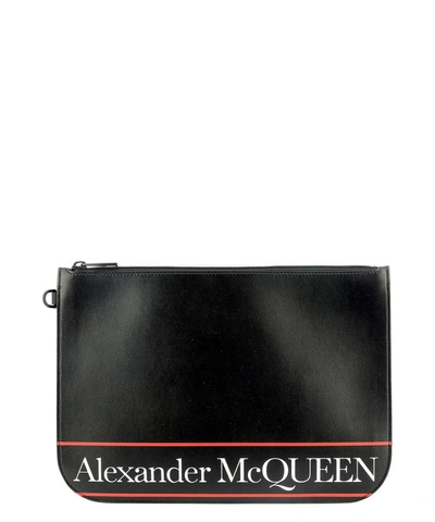 Shop Alexander Mcqueen Leather Zip Pouch In Black  