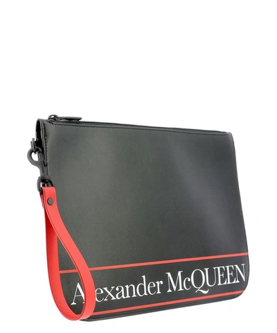 Shop Alexander Mcqueen Leather Zip Pouch In Black  