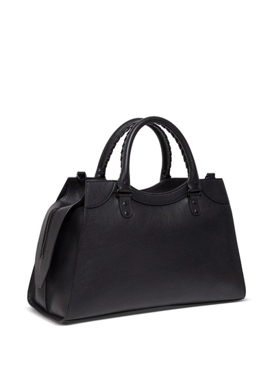 Shop Balenciaga City Handbag In Black Grained Leather