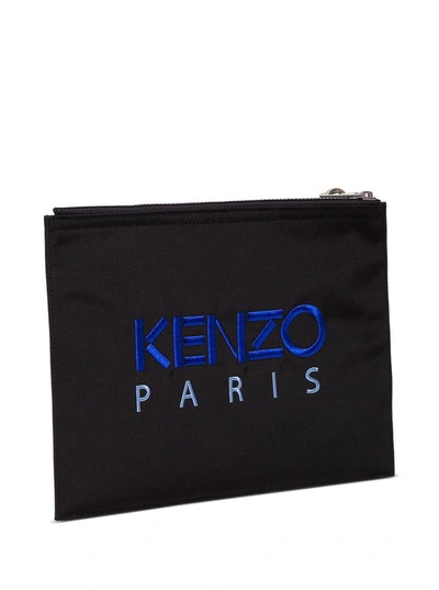Shop Kenzo Black Leather Tiger Clutch