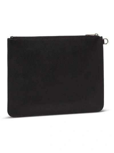 Shop Givenchy Leather Clutch With Logo Print In Black