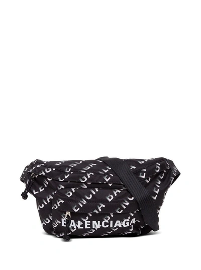 Shop Balenciaga Nylon Belt Bag With Logo In Black