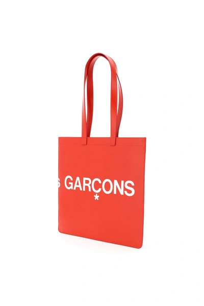 Shop Comme Des Garçons Comme Des Garcons Wallet Leather Tote Bag With Logo In Red