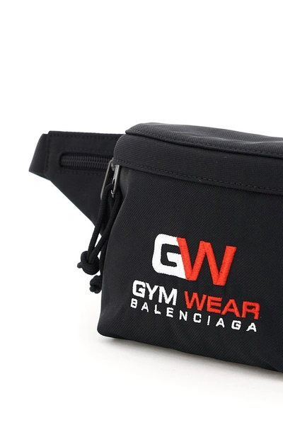 Shop Balenciaga Weekend Beltpack With Gym Wear Embroidery In Black