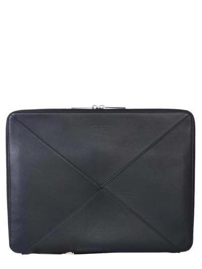 Shop Bottega Veneta Large Document Holder With Weaving In Black