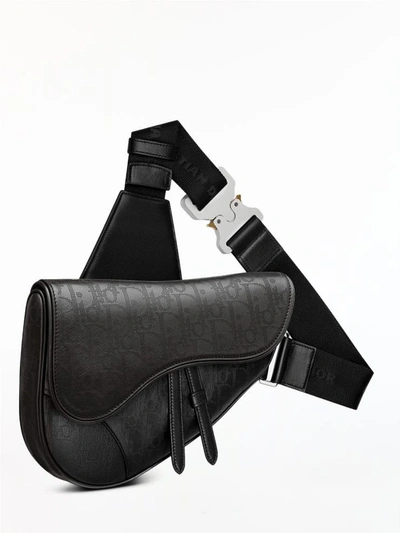 Shop Dior Saddle Bag  Oblique Galaxy In Black