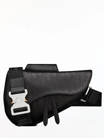 Shop Dior Saddle Bag  Oblique Galaxy In Black