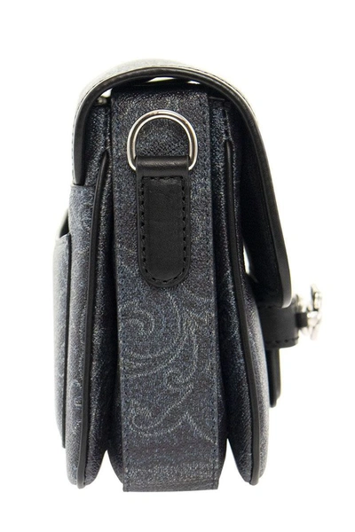 Shop Etro Paisley Shoulder Bag With Pegaso In Black/grey