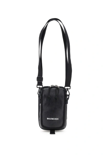 Shop Balenciaga Crossbody Pouch In Explorer Leather In Black
