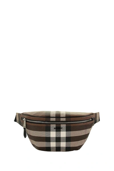 Shop Burberry Cason - Check E-canvas Bum Bag In Dark Birch Brown