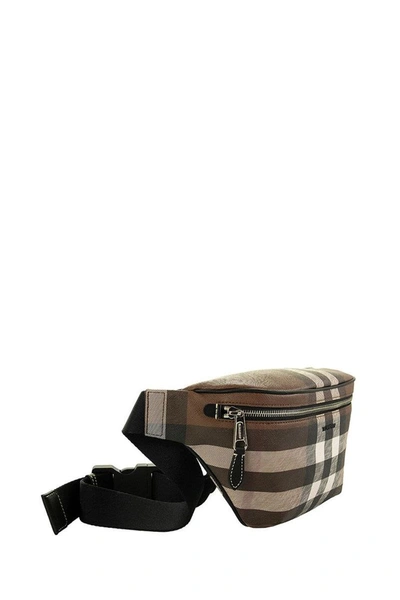 Shop Burberry Cason - Check E-canvas Bum Bag In Dark Birch Brown