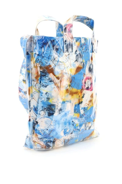 Shop Comme Des Garçons Comme Des Garcons Shirt Tote Bag Futura Print In Blue Multi