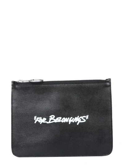 Shop Off-white "quote" Pouch In Black