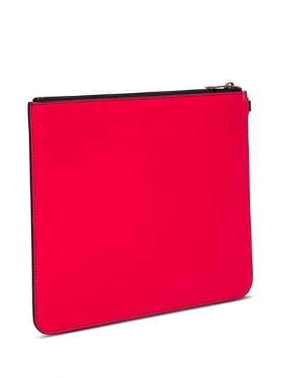 Shop Givenchy Fragment Clutch In Leather With Contrasting Logo Print In Red