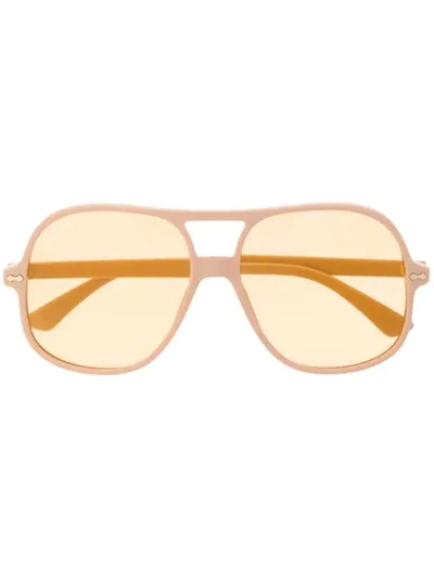 Shop Gucci Gg0706s Navigator-frame Sunglasses In Neutrals