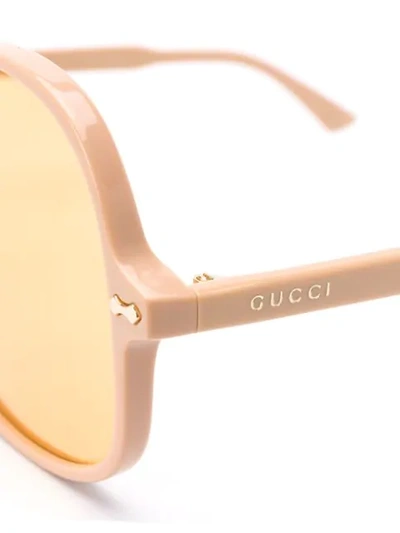 Shop Gucci Gg0706s Navigator-frame Sunglasses In Neutrals