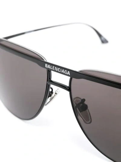 Shop Balenciaga Pilot Logo Bridge Sunglasses In Black