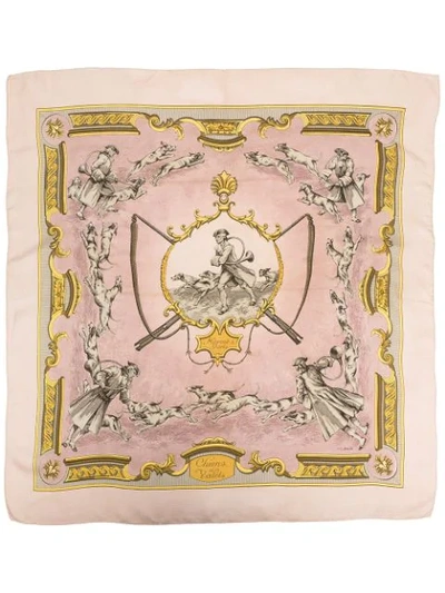 Pre-owned Hermes  Printed Silk Scarf In Pink