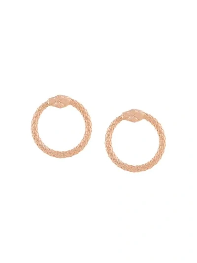 Shop Nove25 Ouroboros Hoop Earrings In Pink