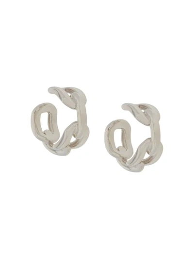 Shop Ambush Chain-link Hoop Earrings In Silver