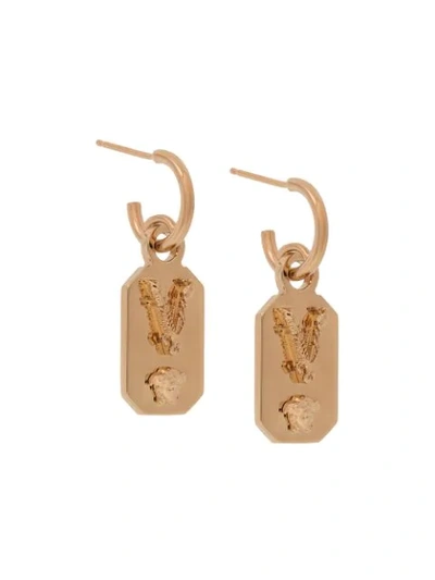 Shop Versace Charm Drop Earrings In Gold